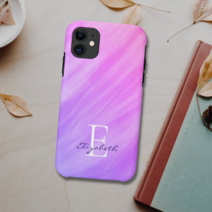Funda Para iPhone 11 Nombre Monograma púrpura