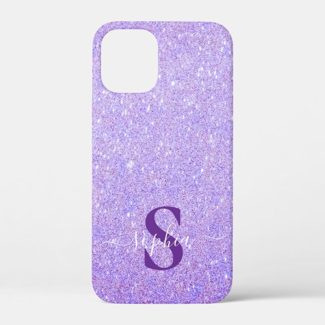 Funda De Case-Mate Para iPhone Nombre monogramado con brillo elegante (Reverso )