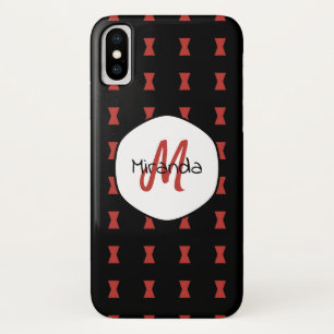 Funda Para iPhone X Nombre monogramado del patrón de viuda negra de vi