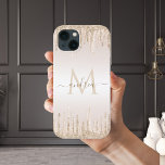 Funda Para iPhone 13 Nombre monogramado del Purpurina de champagne de c<br><div class="desc">Elegante estuche para iPhone con goteo de purpurina de champán y monograma personalizado. Añade fácilmente el nombre y el inicial deseado haciendo clic en la opción "personalizar esta plantilla".</div>