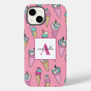 Funda Para iPhone 14 De Case-Mate Nombre monogramado Patrón de cono de crema de hiel