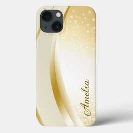 Funda Para iPhone 13 Nombre monoligramado de Purpurina elegante
