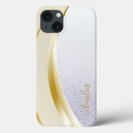 Funda Para iPhone 13 Nombre monoligramado de Purpurina elegante