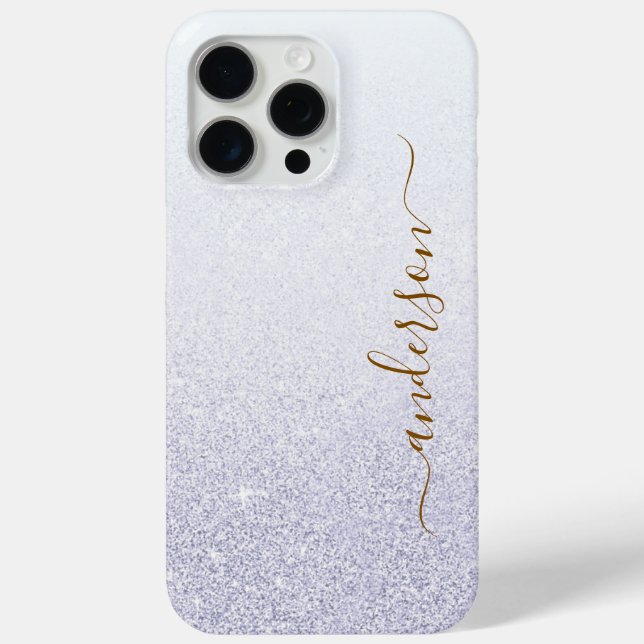 Funda De Case-Mate Para iPhone Nombre monoligramado de Purpurina elegante (Reverso )