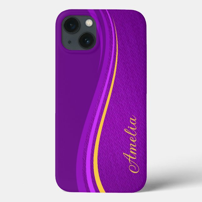 Funda De Case-Mate Para iPhone Nombre monoligramado de Purpurina elegante (Reverso)