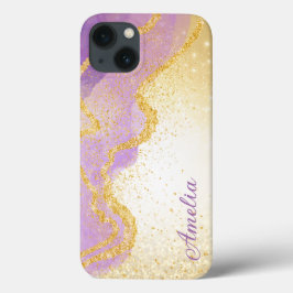 Funda Para iPhone 13 Nombre monoligramado de Purpurina elegante