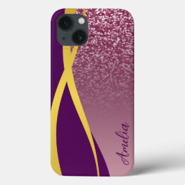 Funda Para iPhone 13 Nombre monoligramado de Purpurina elegante