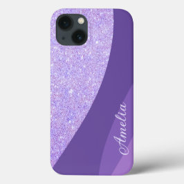 Funda Para iPhone 13 Nombre monoligramado de Purpurina elegante