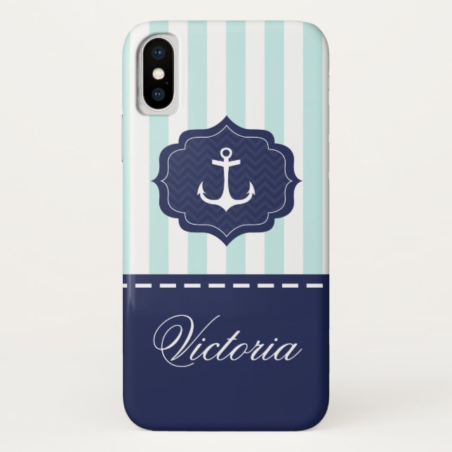 Funda De Case-Mate Para iPhone Nombre náutico del personalizado del ancla de los (Reverso)