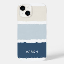 Funda Para iPhone 14 De Case-Mate Nombre o Monogramas Pinceladas en Azul Beige
