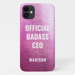 Funda Para iPhone 11 Nombre Oficial de CEO Malota Chic Metallic Púrpura