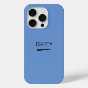 Funda Para iPhone 15 Pro Nombre oscuro personalizado en azul de flor de maí