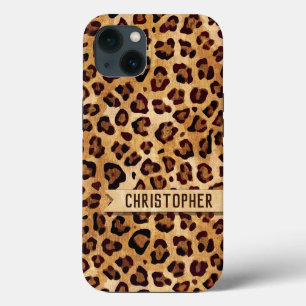 Funda Para iPhone 13 Nombre para añadir piel de leopardo ruso