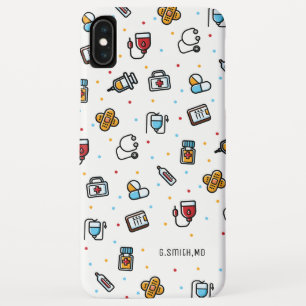 Funda Para iPhone XS Max Nombre  Patrón médico  Para Médicas y enfermeras