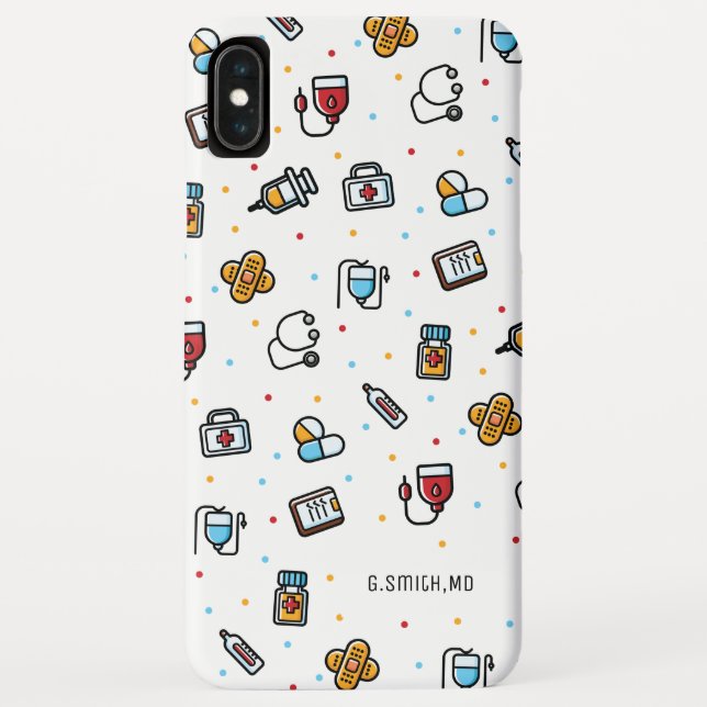 Funda De Case-Mate Para iPhone Nombre| Patrón médico| Para Médicas y enfermeras (Reverso)