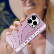 Nombre personal de las ondas retro de tonos rosas 