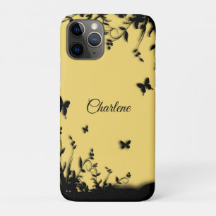 Funda Para iPhone 11 Pro Nombre personal del Jardín de la Mariposa Amarilla