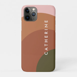 Funda Para iPhone 11 Pro Nombre Personalizado Abstracto Tono Terroso Retro 