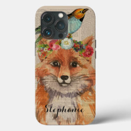 Funda Para iPhone 13 Pro Nombre personalizado Amigos florales de Foxy acuar