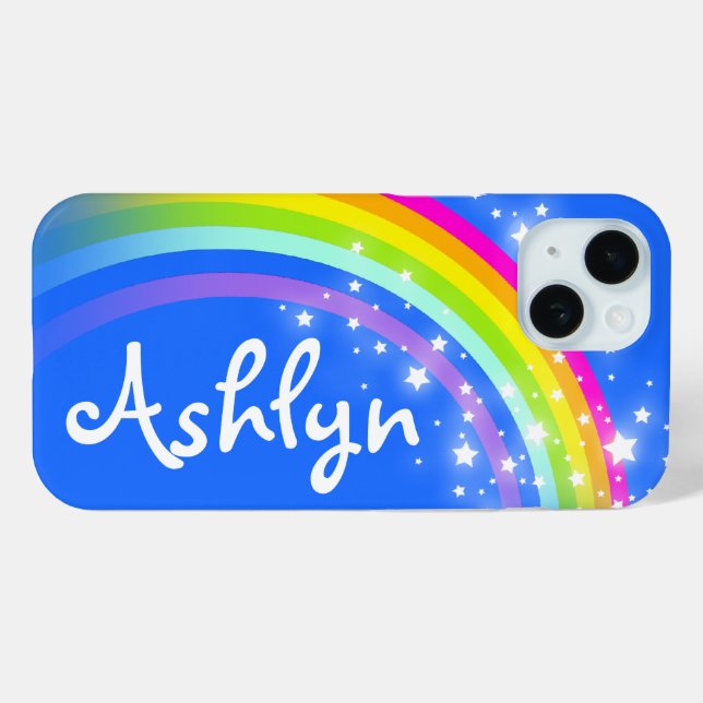 Funda De Case-Mate Para iPhone Nombre personalizado azul arcoiris (Reverso (Horizontal) )
