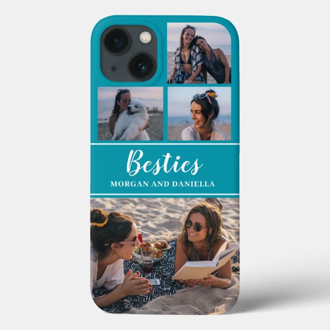 Funda De Case-Mate Para iPhone Nombre personalizado Azul Mejor Collage de fotos d (Reverso)