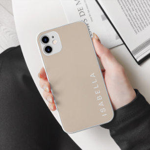 Funda Para iPhone 15 Pro Max Nombre Personalizado Beige Minimalista Moderno