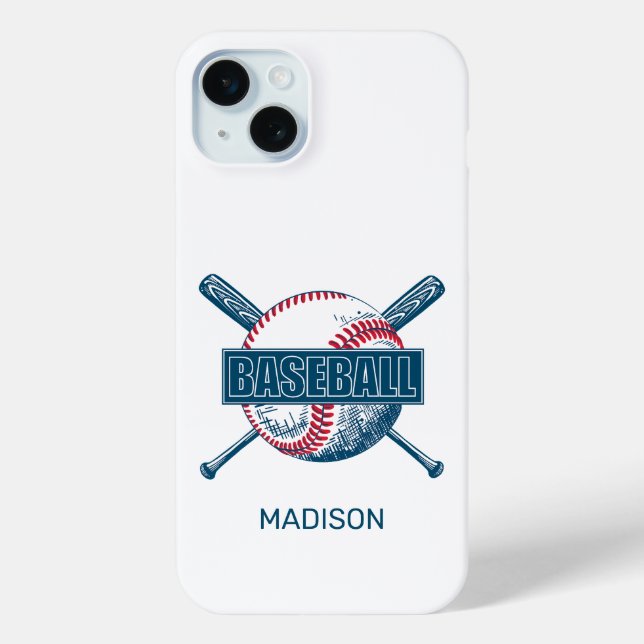 Funda De Case-Mate Para iPhone Nombre personalizado Béisbol (Reverso )