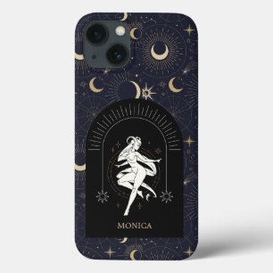 Funda Para iPhone 13 Nombre personalizado Black Mystic Zodiac Aries