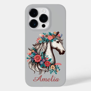 Funda Para iPhone 14 Pro De Case-Mate Nombre personalizado Boho Horse con flores