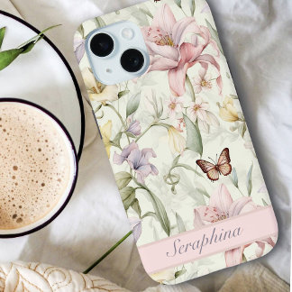 Funda Para iPhone 15 Nombre personalizado botánico Primavera Bouquet Pa