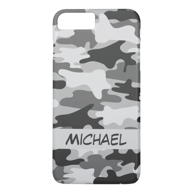 Funda De Case-Mate Para iPhone Nombre personalizado camuflaje de plata gris de (Reverso)
