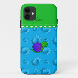 Funda Para iPhone 11 Nombre personalizado caracol morado cielo sol azul
