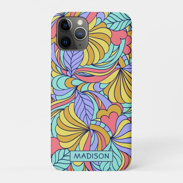 Funda De Case-Mate Para iPhone Nombre personalizado Casos de teléfono de Doodles  (Reverso)