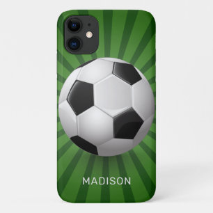 Funda Para iPhone 11 Nombre personalizado Casos de teléfono Soccer Ball
