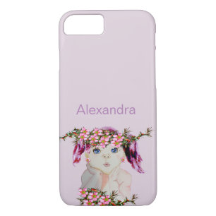Funda Para iPhone 8/7 Nombre personalizado Chicas Floral Flor silvestre