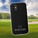 Funda Para iPhone 11 Nombre Personalizado Clubes De Golf Negro Y Blanco<br><div class="desc">Personalice el nombre en la tipografía clásica para crear un regalo de golf único y mantenerlo para cualquier golfista. Diseñado por Thisisnotme©</div>