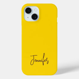 Funda Para iPhone 15 Nombre personalizado color púrpura de texto amaril