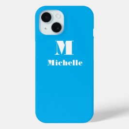 Funda Para iPhone 15 Nombre personalizado Color sólido inicial