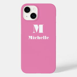 Funda Para iPhone 14 De Case-Mate Nombre personalizado Color sólido inicial rosado