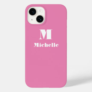 Funda Para iPhone 14 De Case-Mate Nombre personalizado Color sólido inicial rosado