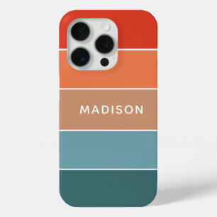 Funda Para iPhone 15 Pro Nombre Personalizado Colorblock Moderno Colorido T