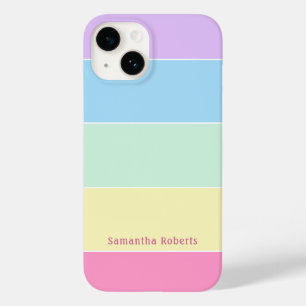 Funda Para iPhone 14 De Case-Mate Nombre personalizado Colores Pastel de bandas hori