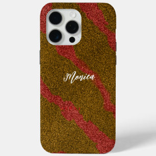 Funda Para iPhone 15 Pro Max Nombre Personalizado con Brillo Moderno Marrón y R