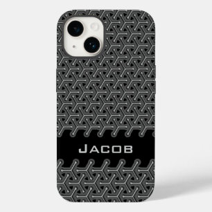 Funda Para iPhone 14 De Case-Mate Nombre personalizado con motivos negros de acero c