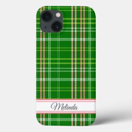 Funda Para iPhone 13 Nombre personalizado con puntos modernos verdes y 