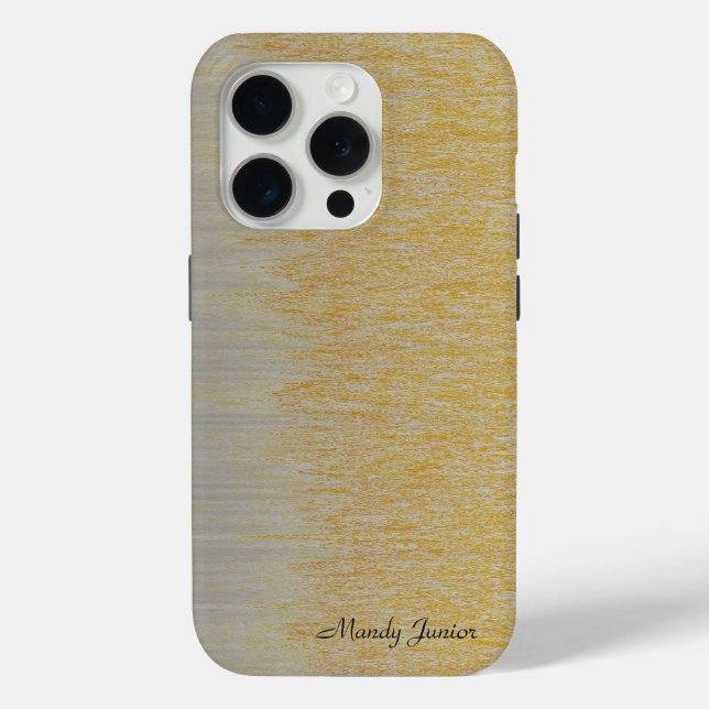 Funda De Case-Mate Para iPhone Nombre personalizado Conjunto dorado y plateado (Reverso )