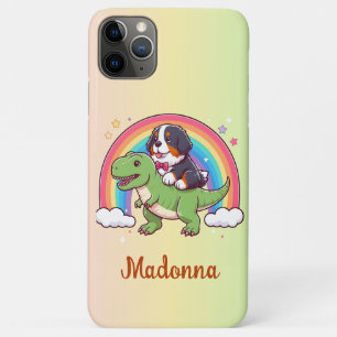 Funda Para iPhone 11 Pro Max Nombre Personalizado Cute Perro Bernés Riding T-Re