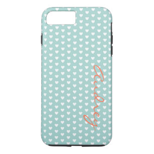 Funda Para iPhone 8 Plus/7 Plus Nombre personalizado de Aqua Hearts