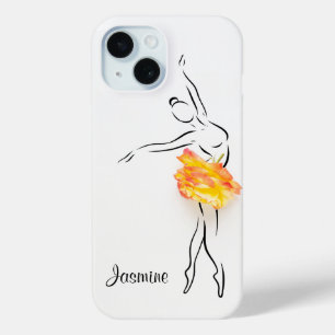 Funda Para iPhone 15 Nombre personalizado de bailarina de ballet Rosa B