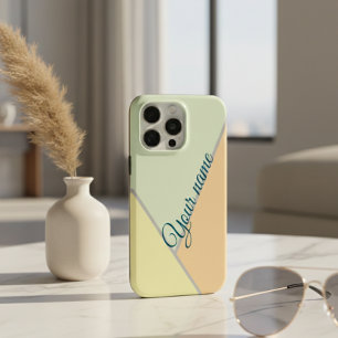 Funda Para iPhone 15 Pro Max Nombre personalizado de bloque de color geométrico